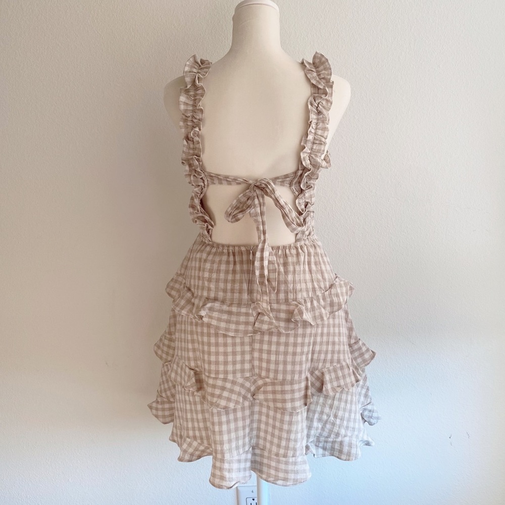 Ruffle smocked open back mini dress
